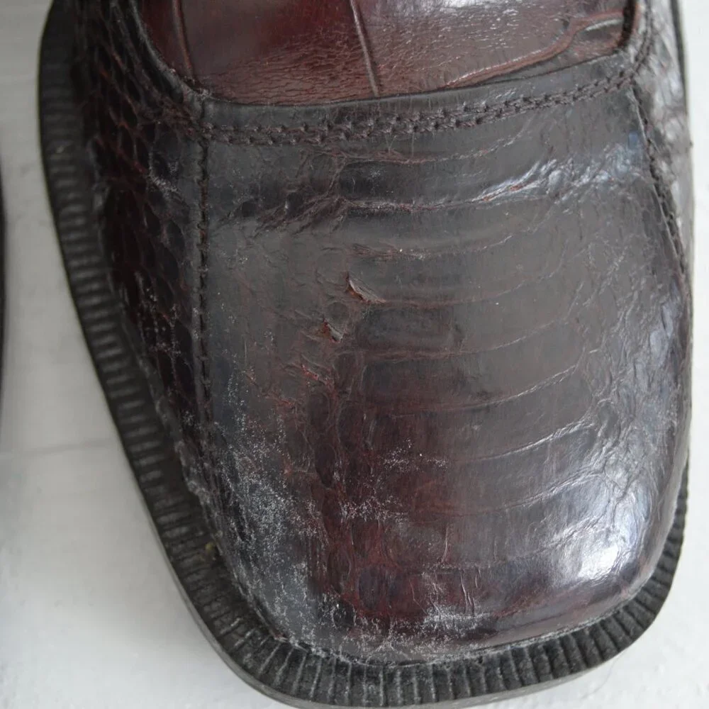 Stacy Adams Brown Loafers Men's 8 M Genuine Snake Skin Pattern Slip On Formal
